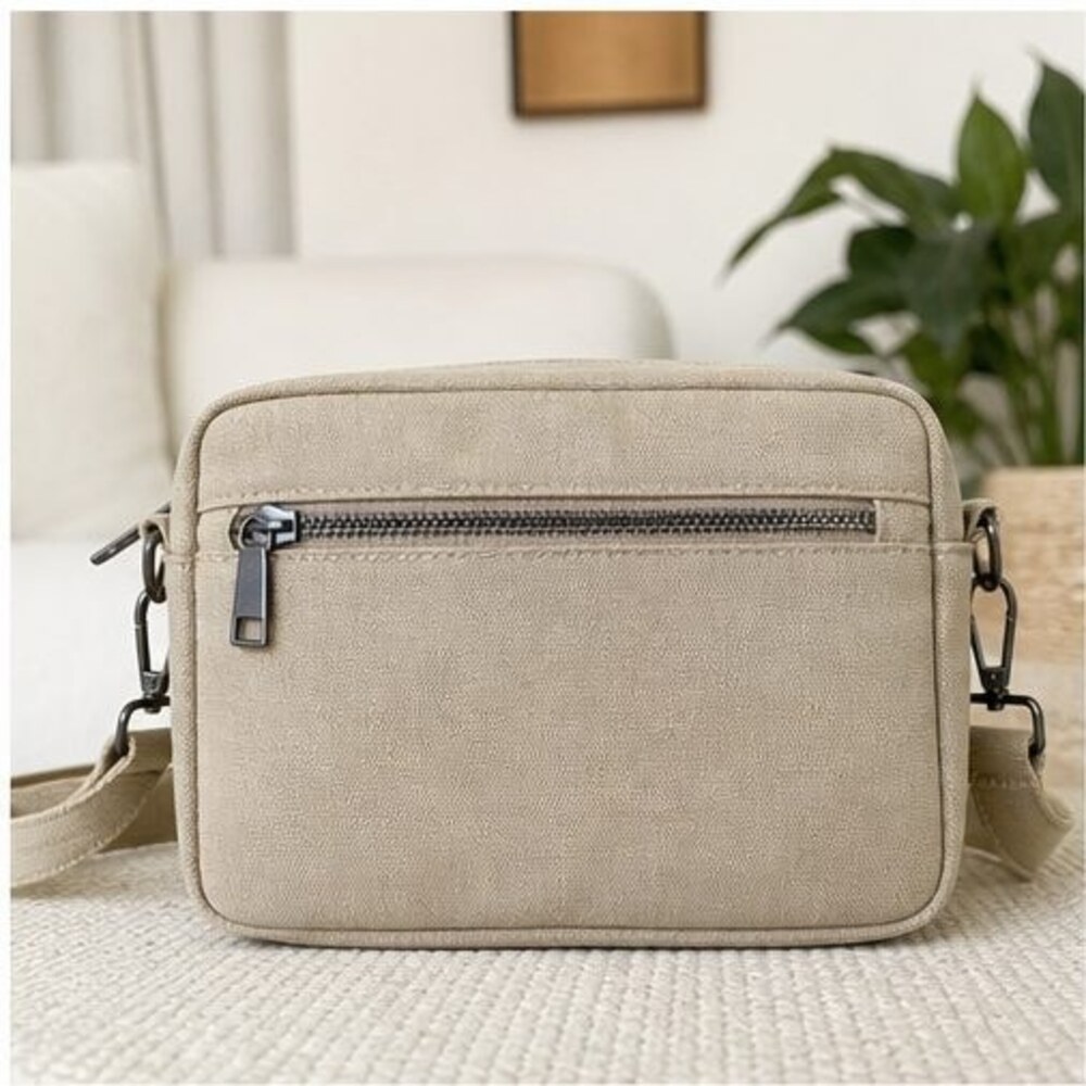 Sand Canvas Crossbody Bag